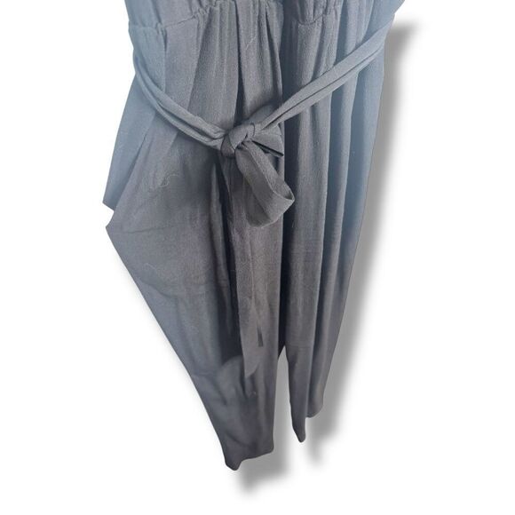 Diane Von Furstenberg Rawena Crossover V-Neck Black Jumpsuit Belted Tie Waist 4 - Picture 7 of 12